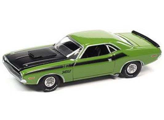 1/64 1970 Dodge Challenger T/A, go green with flat black hood & black T/A Side Stripes