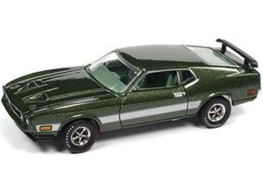 1973 Ford Mustang Mach 1, ivy gloss poly with silver Side Stripes