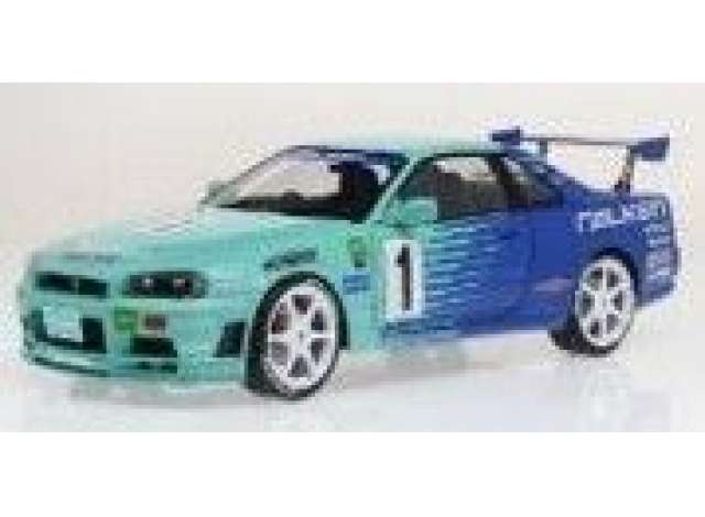 1/18 1999 #1 Nissan E34 GTR Skyline Falken Drift Livery, blue/light green