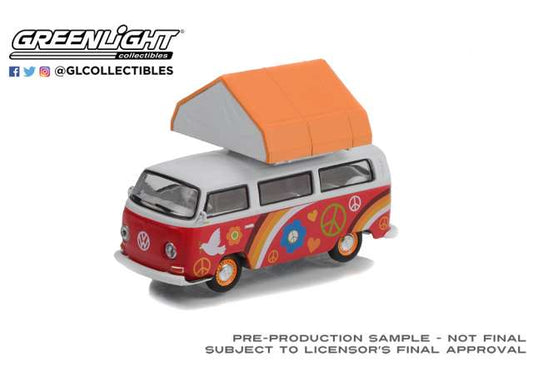 1/64 1968 Volkswagen Type 2 *Peace and Love* with Campotel Cartop Sleeper Tent *The Great Outdoors Series 2*, red/white