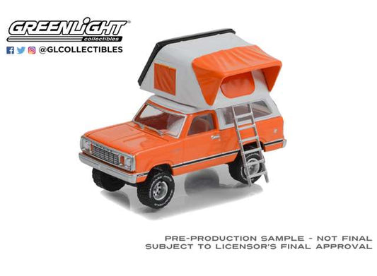 1/64 1977 Dodge Ramcharger SE with Modern Rooftop Tent *The Great Outdoors Series 2*, orange