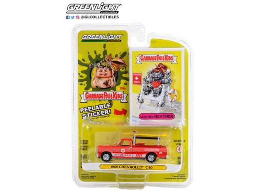 1/64 2021 Chevrolet Silverado Lifeguard on Duty Leather Heather *Garbage Pail Kids Series 4*, red/white