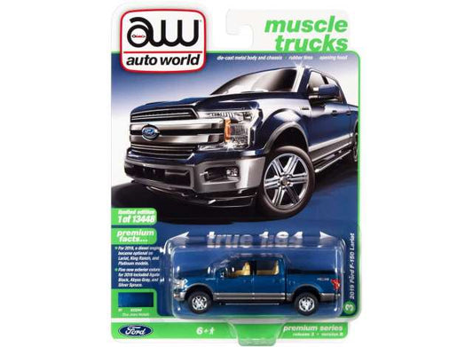 1/64 2019 Ford F-150, blue jean metallic with magnetic lower body color