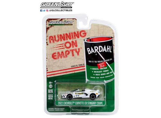 1/64 2022 Chevrolet Corvette C8 Stingray Coupe *Running on Empty Series 15* Mr. Bardahl 1966 Corvette Tribute, white