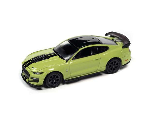 2020 Shelby GT500, grabber lime with gloss black roof plus twin hood & roof black stripes