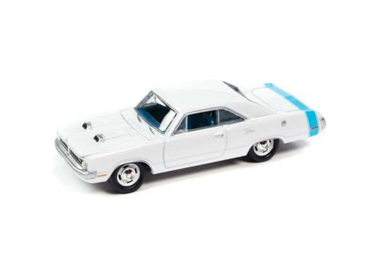 1/64 1970 Dodge Dart Swinger, White with Rear Light Blue Stripe