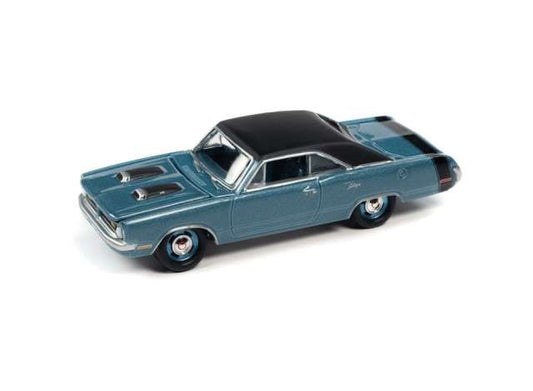 1/64 1970 Dodge Dart Swinger, B3 Light Blue Poly / Flat Black Roof /Black Rear Stripe