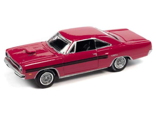 1/64 1970 Plymouth GTX, Moulin Rouge with Black Dual Side Stripes