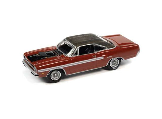 1/64 1970 Plymouth GTX, Burnt Orange / Gator Grain Chocolate Brown Roof/ Dual Side Stripes