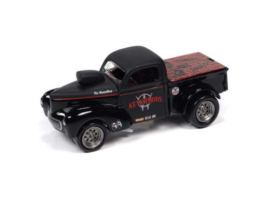 1/64 1941 Willys Grasser Pickup (Blacked Out), Gloss/Flat Black with Metallic Red