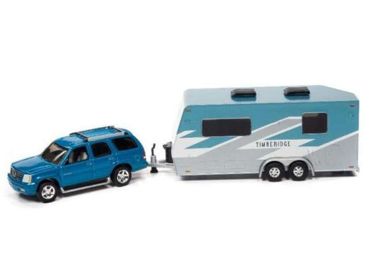 1/64 2005 Cadillac Escalade with Camper Trailer, teal