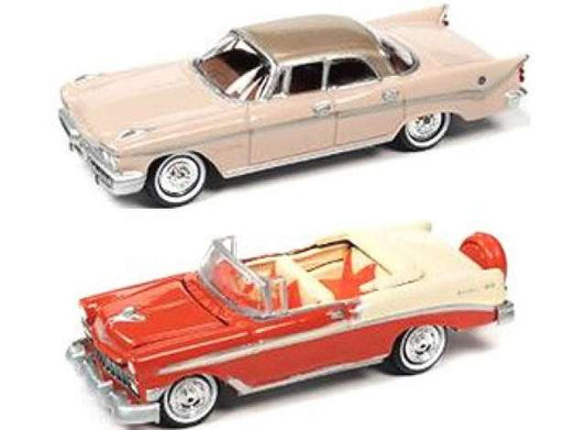 1/64 1x 1959 Desoto Fireflite, Spring Rose Body / Gold Tan Roof 2: 1956 Chevrolet Bel Air Convertible, Matador Red/White