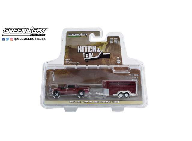 1/64 2019 Ford F-150 XLT with Livestock Trailer *Hitch & Tow Series 27*,