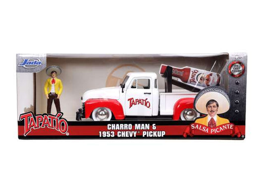 1/24 1953 Chevrolet Pick Up With Tapatio Charro Man Figure, white/red