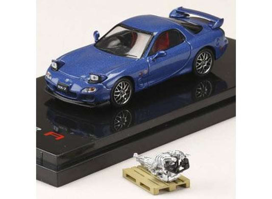 1/64 Mazda RX-7 (FD3S) Sprit R Type A with Engine Display Model, innocent blue mica