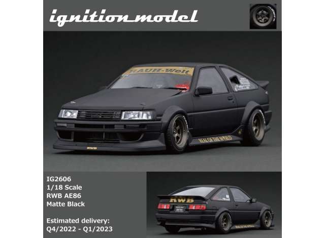 Preorder - Q2 2023 - 1/18 Toyota AE86 RWB, matt black