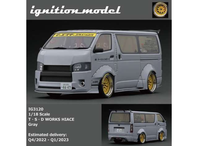 Preorder - Q2 2023 - 1/18 T.S.D Works Toyota Hiace 19 inch Wheels, grey