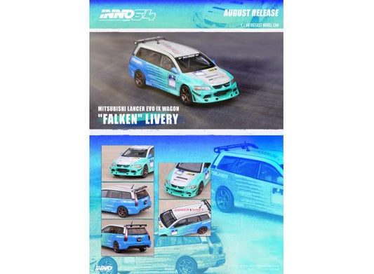 1/64 Mitsubishi Lancer Evolution IX Wagon *Falken Tires*, grey/green/blue