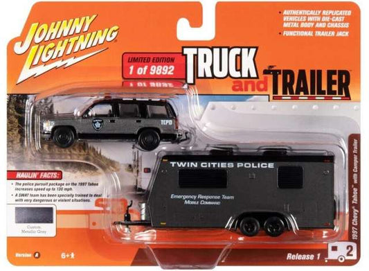 1/64 1997 Chevrolet Tahoe with Camper Trailer (Police SWAT), Galaxy Gray & Black