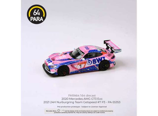 1/64 2021 Mercedes AMG GT3 Evo #7 24H Nurnburgring Team Getspeed, pink/blue