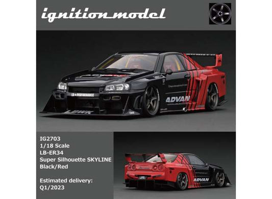 Preorder - Q2 2023 - 1/18 LB-ER34 Super Silhouette Skyline, black/red