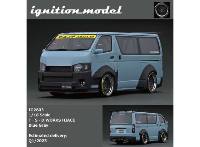 Preorder - Q2 2023 - 1/18 T.S.D Works Hiace, blue/grey