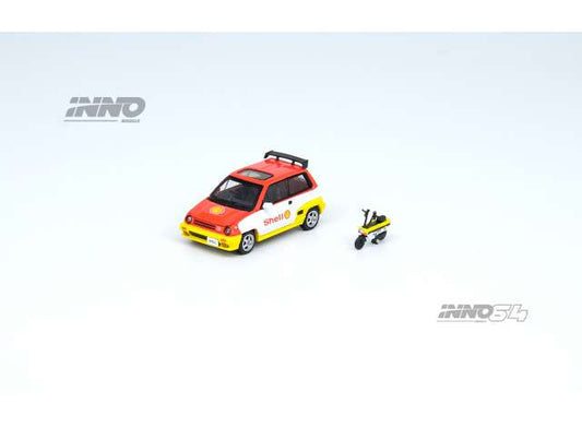 1/64 1984 Honda City Turbo II *SHELL*, white version with SHELL Motocompo, yellow/white/red