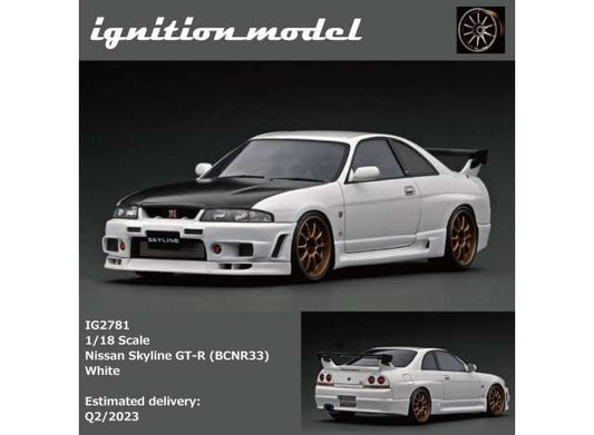 Preorder - Q2 2023 - 1/18 Nissan Skyline GT-R (BCNR33), white with carbon bonnet