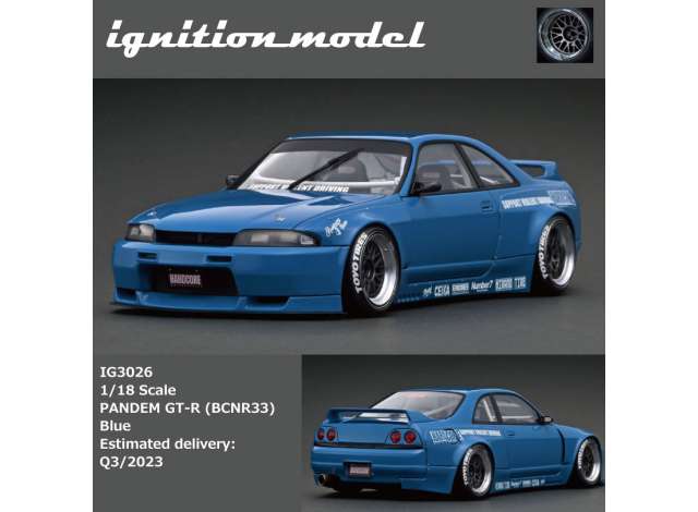 Preorder - Q3 2023 - 1/18 Nissan Skyline Pandem GT-R BCNR33, blue