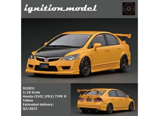 Preorder - Q3 2023 - 1/18 Honda Civic (FD2) Type R, yellow