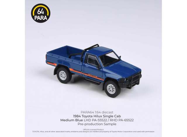 1/64 1984 Toyota Hilux Single Cab, blue left hand drive