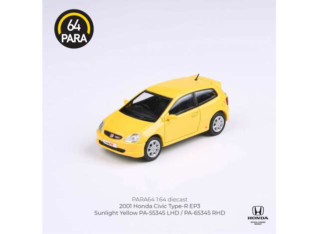 1/64 2001 Honda Civic Type R EP3, yellow right hand drive