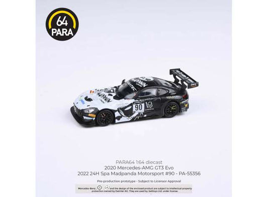 1/64 2022 Mercedes AMG GT3 Evo 24H Spa Madpanda Motorsport #90, black/white