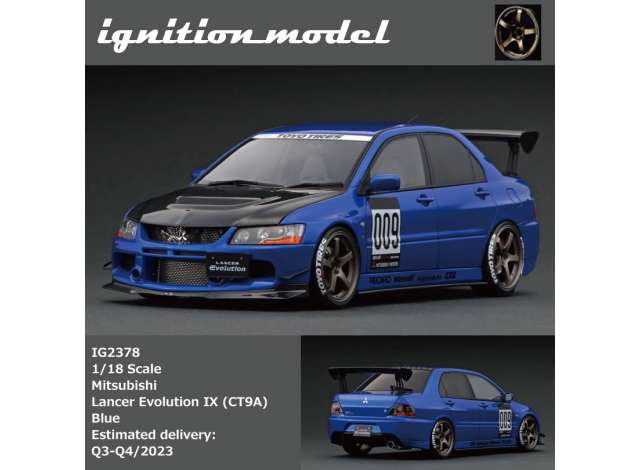 Preorder - Q3 2023 - 1/18 Mitsubishi Lancer Evolution IX (CT9A), blue