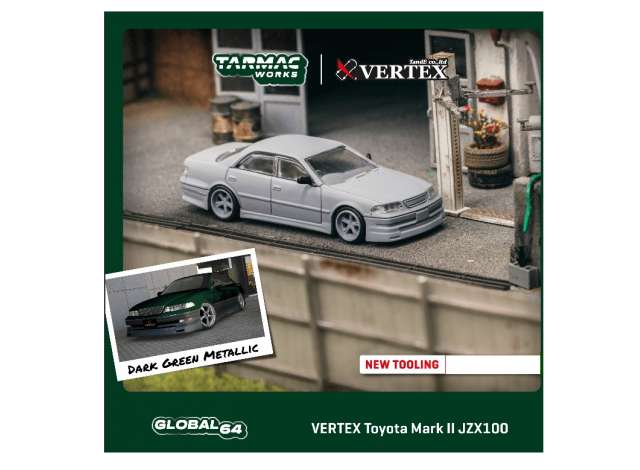 Preorder - August 2023 - 1/64 Vertex Toyota Mark II JZX100, dark green metallic