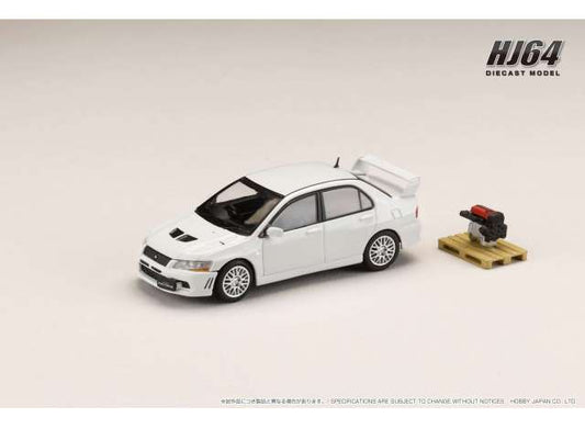 Preorder - Q3 2023 - 1/64 Mitsubishi Lancer GSR Evolution 7 with Engine Display Model, scotia white