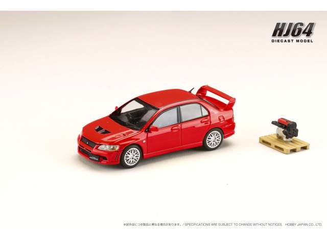 Preorder - Q3 2023 - 1/64 Mitsubishi Lancer GSR Evolution 7 with Engine Display Model, palmer red