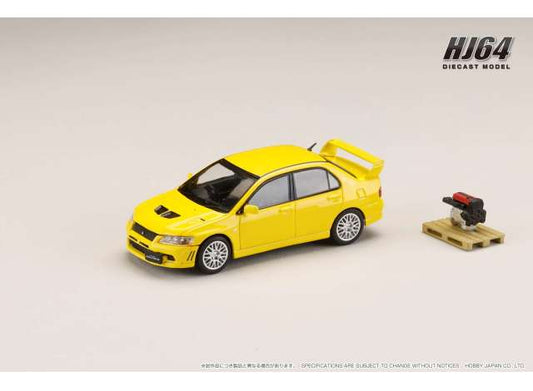 Preorder - Q3 2023 - 1/64 Mitsubishi Lancer GSR Evolution 7 with Engine Display Model, dandelion yellow