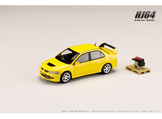 Preorder - Q3 2023 - 1/64 Mitsubishi Lancer GSR Evolution 8 with Engine Display Model, yellow solid