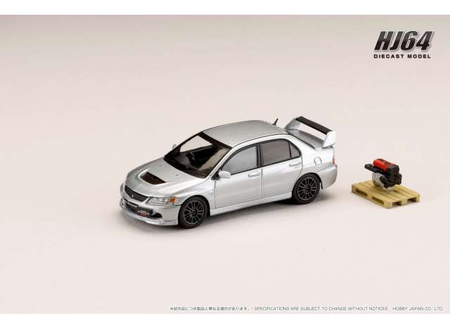 Preorder - Q3 2023 - 1/64 Mitsubishi Lancer GSR Evolution 9 MR with Engine Display Model, cool silver metallic