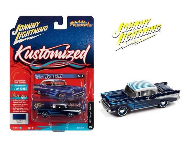 1/64 1957 Kustomized Chevrolet Bel Air, blue/black