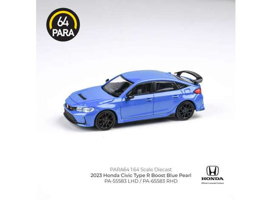 Preorder - August 2023 - 1/64 2023 Honda Civic Type R, boost blue pearl left hand drive