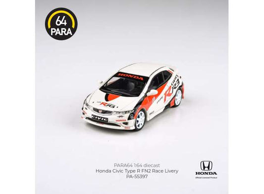 Preorder - August 2023 - 1/64 2007 Honda Civic Type R FN2, white/red race livery left hand drive