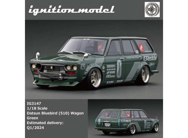 Preorder - Q1 2024 - 1/18 Datsun Bluebird (510) Wagon, green