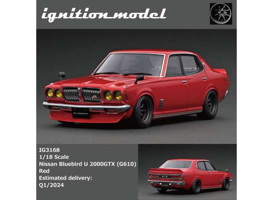 Preorder - Q1 2024 - 1/18 Nissan Bluebird U 2000GTX (G610), red