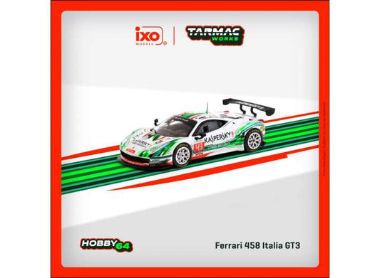 Preorder - September 2023 - 1/64 Ferrari 458 Italia GT3 S. Lemeret/R. Aguas/A. Moiseev/D. Rizzo 24 hours of Spa 2016, white/green