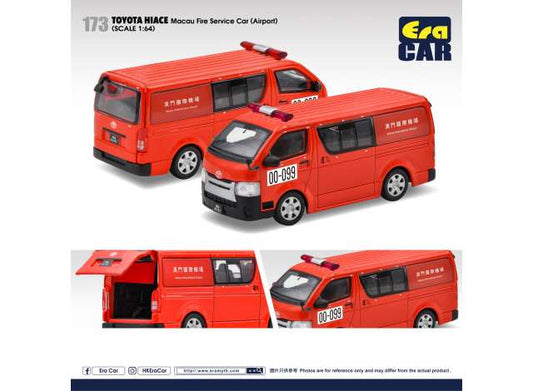 Preorder - August 2023 - 1/64 Toyota Hiace Macau Fire Service Car (Airport), red