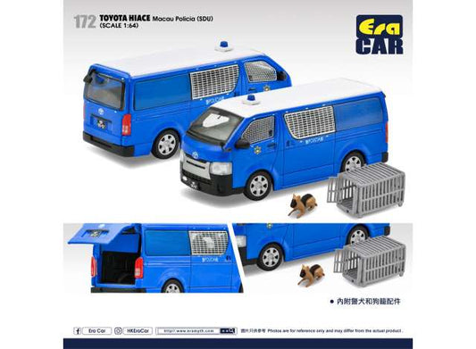 Preorder - August 2023 - 1/64 Toyota Hiace Macau Policia (SDU), blue